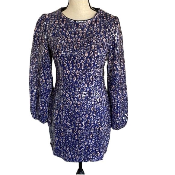 BTFL-Life NWT Sequin Puff Sleeve Dress in Midnight Size M - Picture 8 of 12